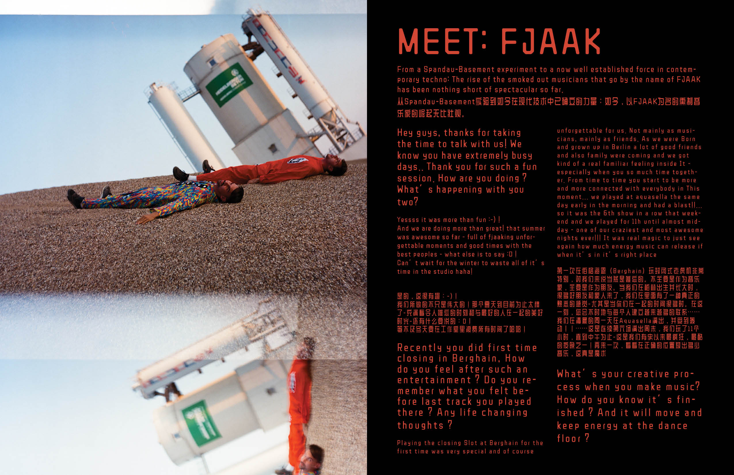 interview / editorial MEET:FJAAK photos by Grzegorz Bacinski & Izabella Chrobok for KEYI MAGAZINE BERLIN