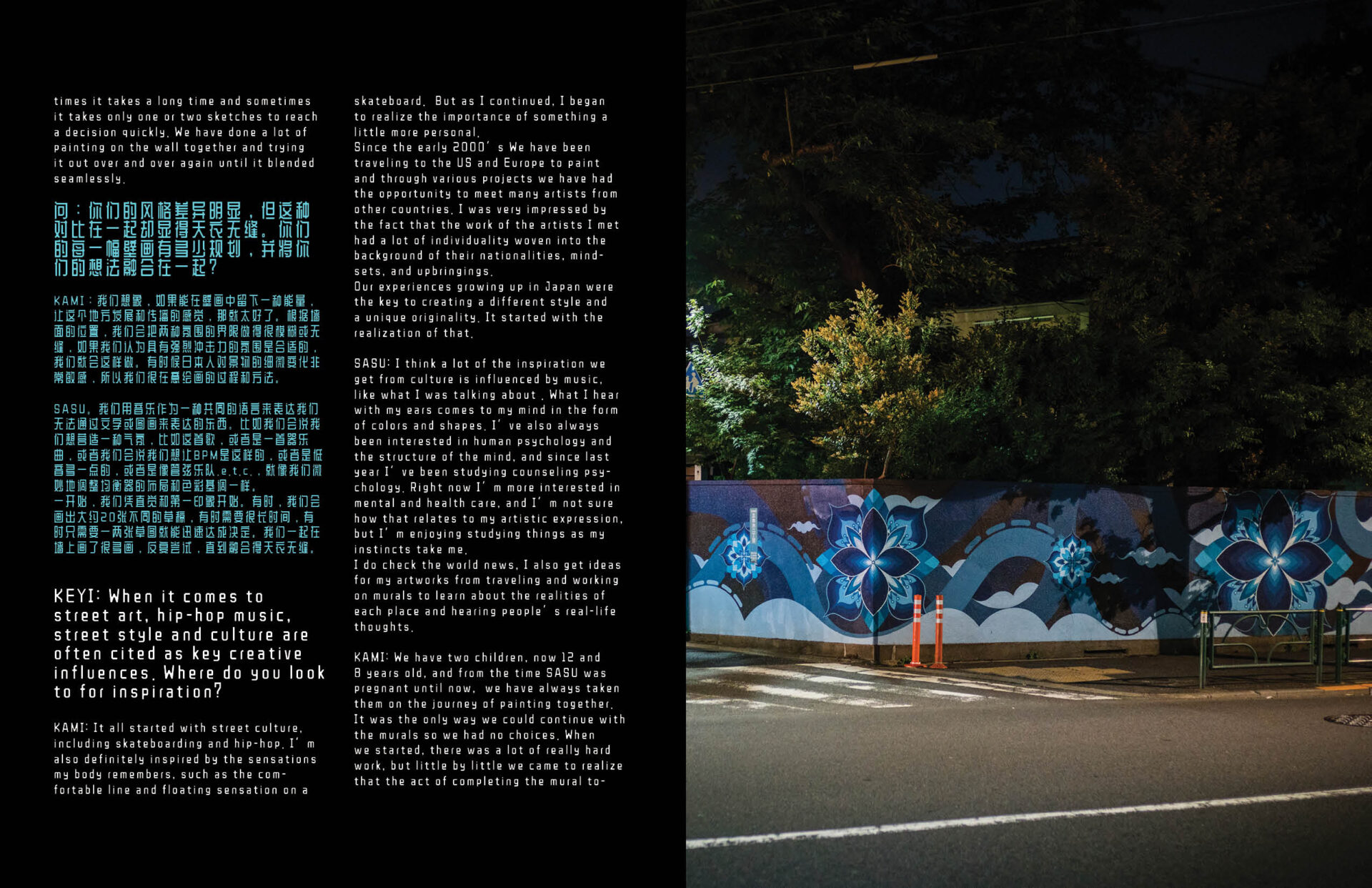 Interview with Hitotzuki by Hazel Rycraft unique full-scale wall murals across Tokyo and other areas of Japan for Keyi Magazine Berlin