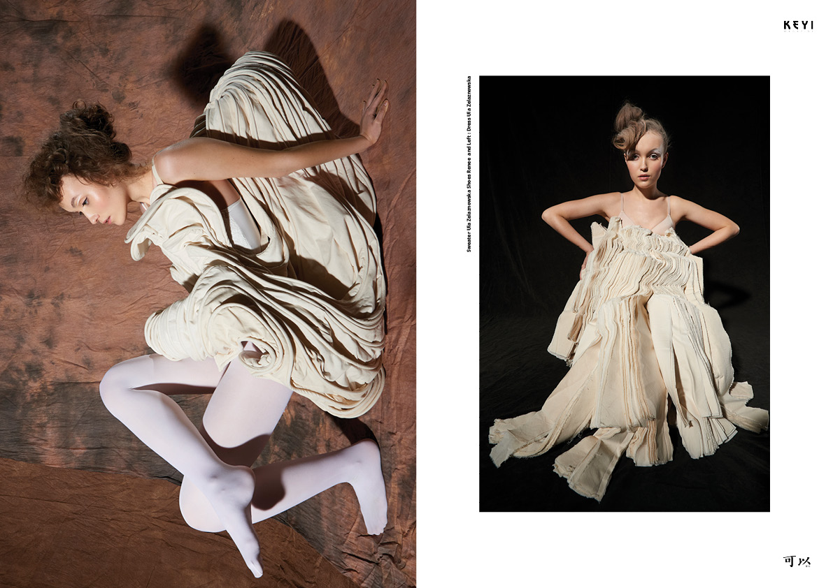 "Esthétique de la mode organique" by Monika Płusa with Ola Anker from MORE models and Natalia Gumienia from Wave Models. Makeup by Monika Dembińska