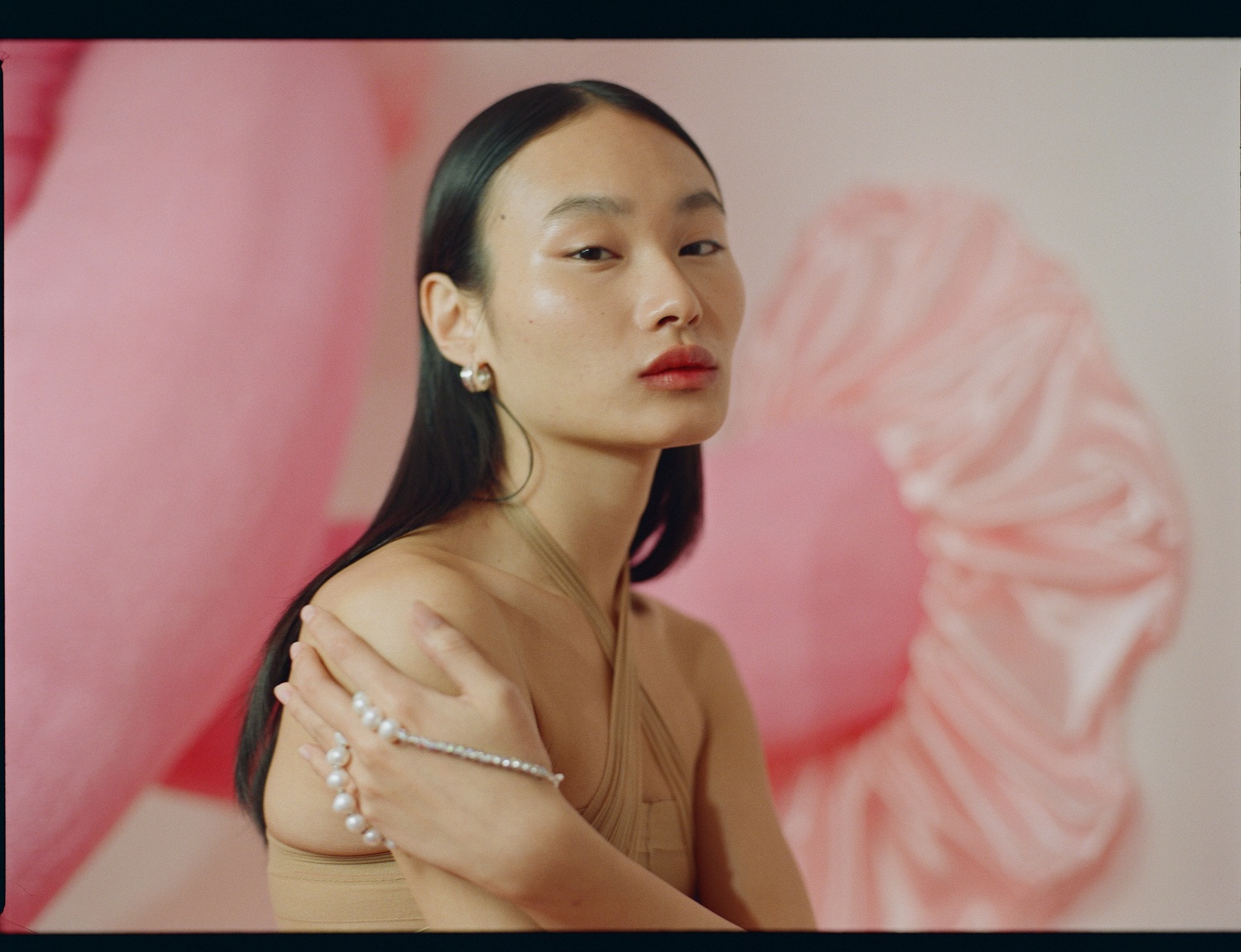 Synthetic Seduction fashion editorial inspired by the exhibition of Alejandro Montero Bravo in Scope Berlin